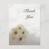 White Lace and Daisies Wedding Thank You Note Postcard