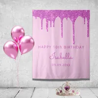 10th Birthday party pink glitter drip girl  Tapestry