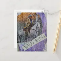 Wild Wind Retro Cowboy on Purple Postcard