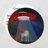 Unicorn Under UFO Rainbow Beam at Night, ZKoA Invitation