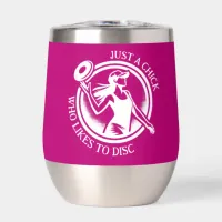 Personalized female Disc Golf  Thermal Wine Tumbler