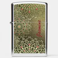 Oriental Luxury Gold Jeweled Mandala & Custom Name Zippo Lighter