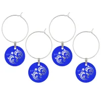 Monogrammed simple Silver on Blue | Wine Charm