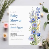 Blue florals boy Baby Shower invitation