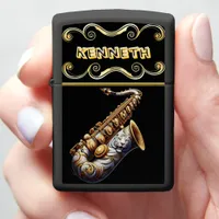 Saxophone and Tiger Art, Customizable Zippo Lighter