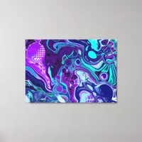 Purple and Aqua Blue Abstract Fluid Art   Canvas Print