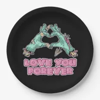 Zombie Classic - Skeleton Heart And Hands Paper Plates