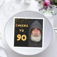 90th birthday party photo gold balloons black napkins