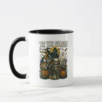 Vintage Tis Season Halloween Skeleton Retro Mug