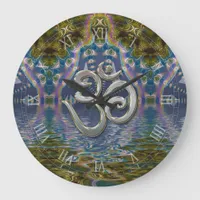 Spiritual Om Fractal Chakra  Large Clock