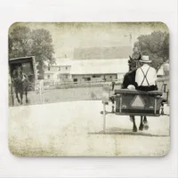 Two Amish Buggies Sepia Rural Road Mouse Pad