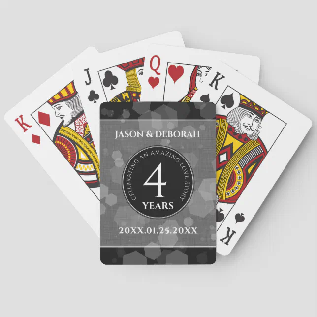 Elegant 4th Linen Wedding Anniversary Celebration Poker Cards