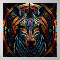 Vibrant Mosaic Zebra Poster