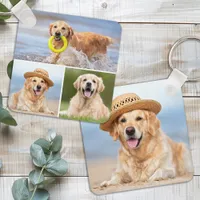 Custom 4 Photo Collage Modern Pet Puppy Dog Lover Keychain