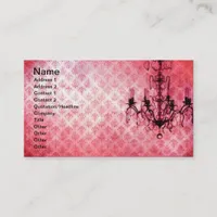 Grunge Wallpaper Chandelier, Red Background Business Card