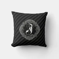 Elegant Goth Initial J Throw Pillow