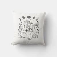 Academia Moon Witchy Goblincore Aesthetic Frog Throw Pillow