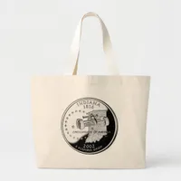 State Quarter of Indiana Reverse Side Faux Large Tote Bag