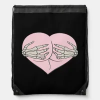 Heart Butt Hug Skeleton Hands Classic Drawstring Bag