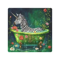 Fun Unicorn Zebra in a Bathtub Metal Print