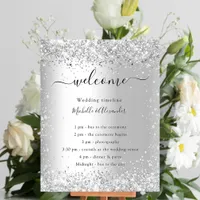 Silver confetti budget wedding program flyer