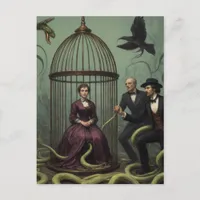 A Witch in a Bird Cage Filled With Snakes Postcard