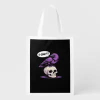 F-Caw-F Crow Skull Halloween Humor Graphic Design  Grocery Bag
