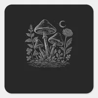 Cottagecore Mushrooms Fungi Goblincore Aesthetic Square Sticker