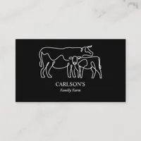 Modern Black & White Family Cattle Farm  Business Card