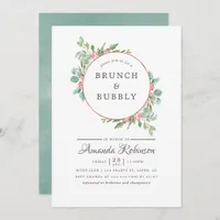 Watercolor Geometric Eucalyptus Brunch and Bubbly Invitation