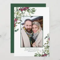 Modern Winter Greenery Christmas Holiday Photo