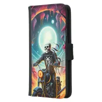 Skeleton Riding through the fire cave Samsung Galaxy S5 Wallet Case