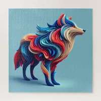 Multi-colored abstract wolf jigsaw puzzle