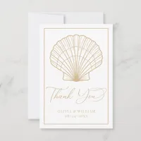 Elegant Beach Seashell Beige Wedding Thank You Card