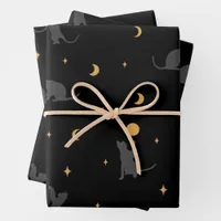 Cats and Moon Phases Wrapping Paper Sheets