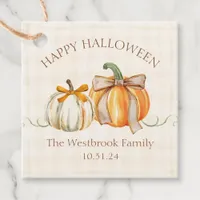 Custom Family Name Cute Pumpkin Halloween Party Favor Tags