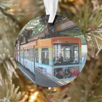 Orange Blue Wuppertal Floating Train Ornament