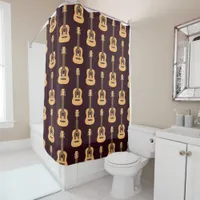 Vibrant Multi-colored Guitar Musical Style Shower Curtain