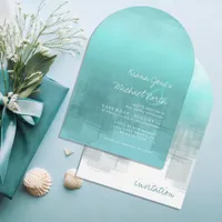 Watercolor Reflections Wedding Teal  Arch ID774 Invitation