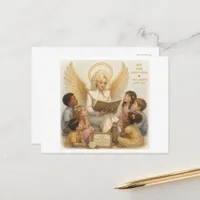 Blond Angel Woman Reading to Children Postcard