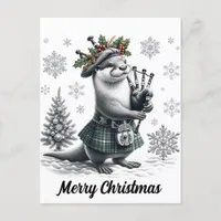Scottish Christmas Otter Christmas Postcard
