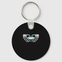 Gay Male Pride Skeleton Halloween Mlm Goth Heart C Keychain