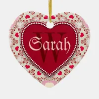 Sweet Hearts Red Name Door Signs Ornament