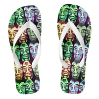 Mayan warriors - surrealism painted design flip flops