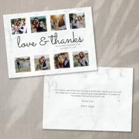 Marble Script Photo Collage Love & Thanks Thank You Card