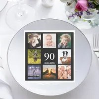 90th birthday party black photo collage men guys napkins