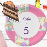 Personalized Pink Cute Pattern Birthday Age Pretty Paper Plates