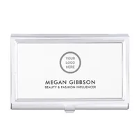 Modern Minimalist White Business Logo Professional Business Card Case