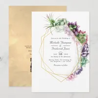 Geometric Succulents Herbarium Garden Wedding Invi Invitation