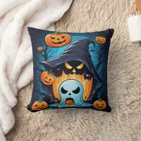 Ghostly pumpkins bring Halloween spirit to life Throw Pillow